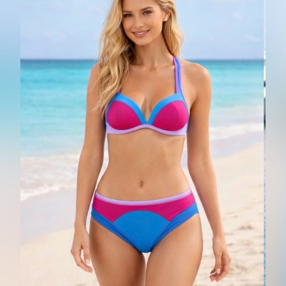 Tinibikini Colorblock Blue/Pink Bikini Sz Small